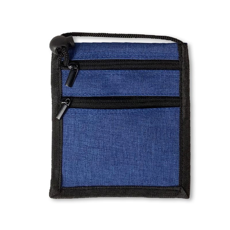 Dual Zippered Heathered Neck Wallet Badge Holders - 2