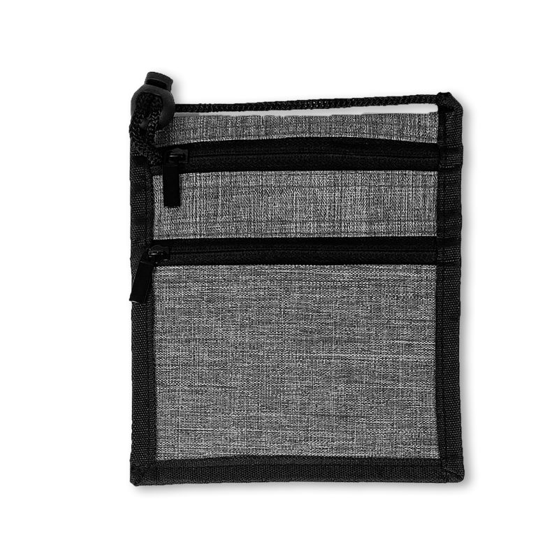 Dual Zippered Heathered Neck Wallet Badge Holders - 4