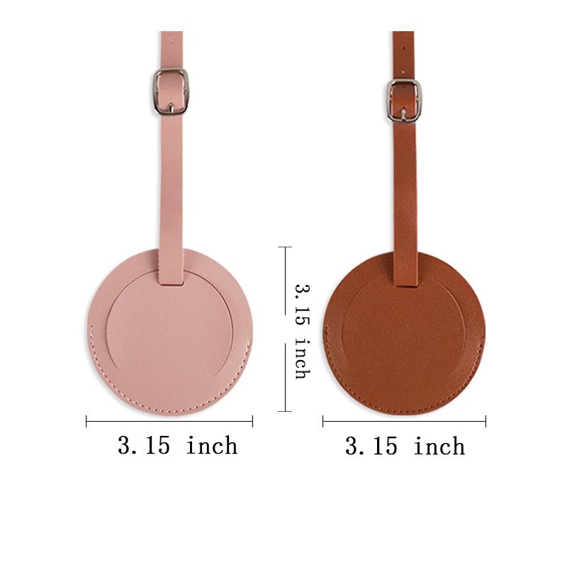 Durable Round Leather Travel Suitcase Luggage Name Tag - 1