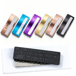 Erasable Replaceable Stainless Steel Name Tag W/ Magnet
