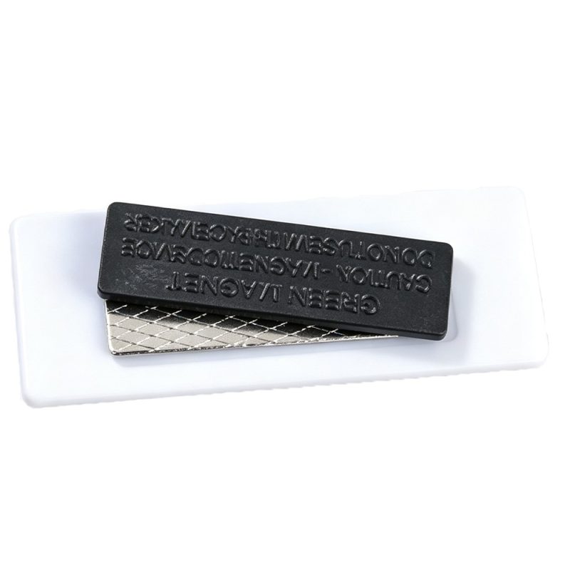 Erasable Replaceable Stainless Steel Name Tag W/ Magnet - 4