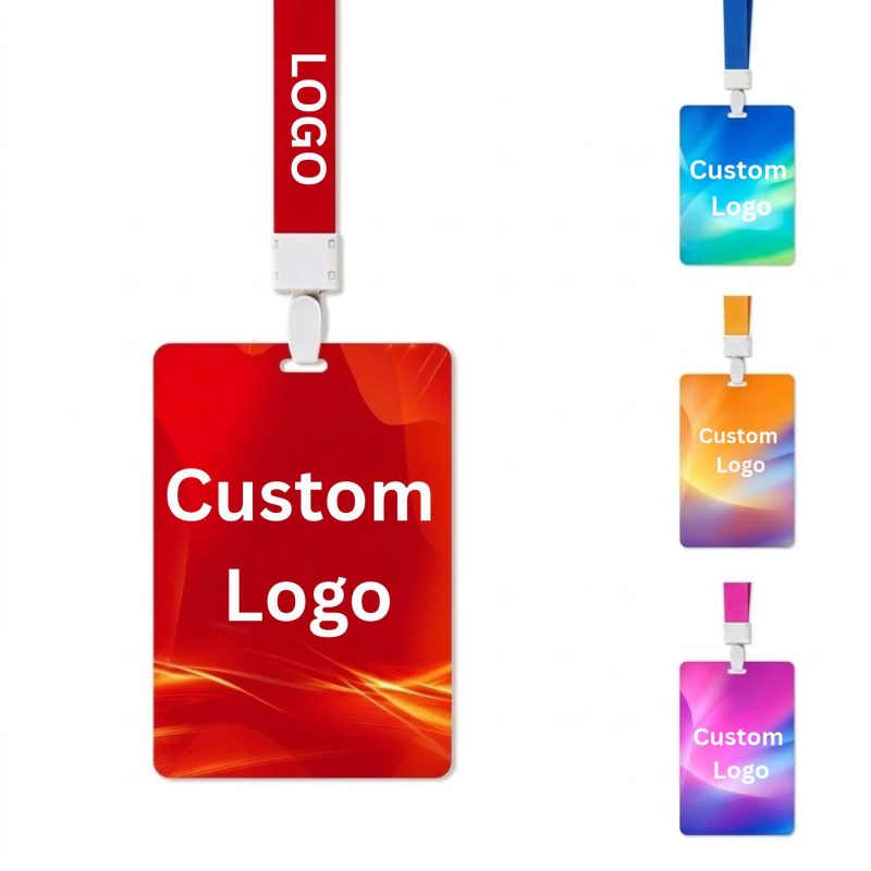 Event Credential Rigid PVC Badge Holders with Lanyard