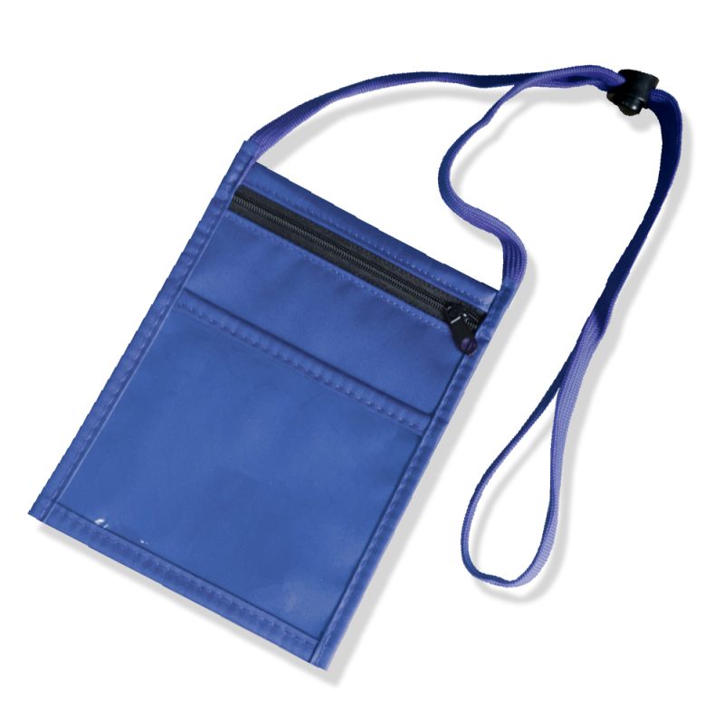 Front Zippered Pocket Neck Wallet w/Large Clear Back Window - 1