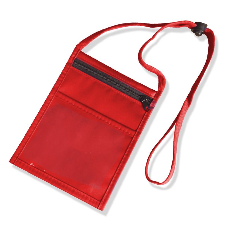 Front Zippered Pocket Neck Wallet w/Large Clear Back Window - 2