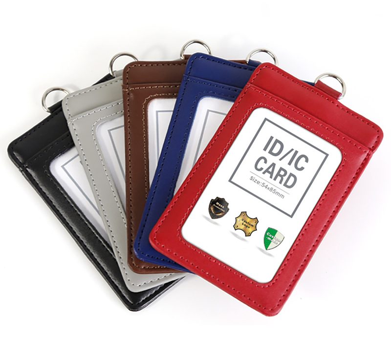Genuine Leather Badge Holder Name Tag Luxury Identification Support Lanyard - 2