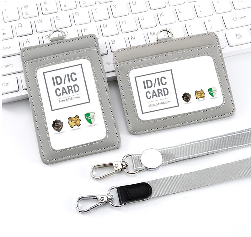 Genuine Leather Badge Holder Name Tag Luxury Identification Support Lanyard - 4