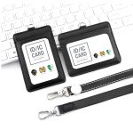 Genuine Leather Badge Holder Name Tag Luxury Identification Support Lanyard - 8