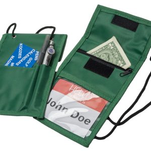 Green Two Pocket Neck Wallet w/Flap Top