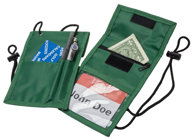 Green Two Pocket Neck Wallet w/Flap Top