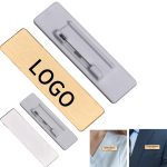Laser Engraved Name Tag With Brushed Metal Pin Style