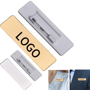 Laser Engraved Name Tag With Brushed Metal Pin Style