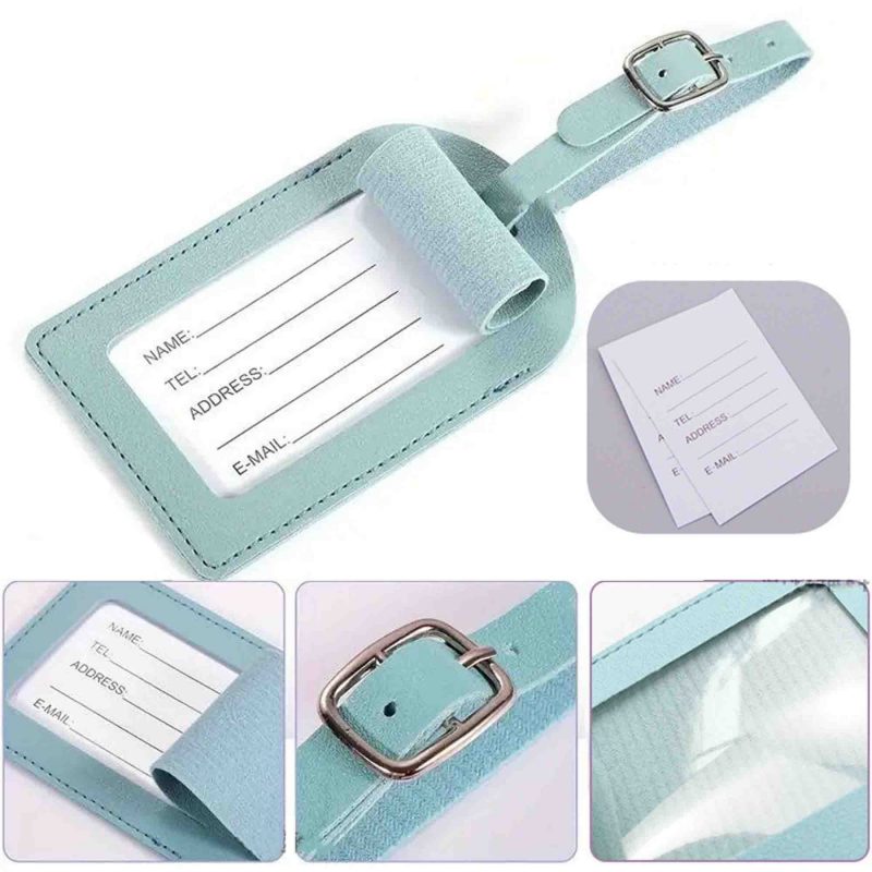 Leather Luggage Name Tag Airplane Travel Essentials For Flying Hotel Check - 3