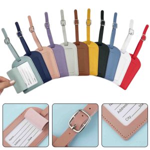 Leather Luggage Name Tag Airplane Travel Essentials For Flying Hotel Check
