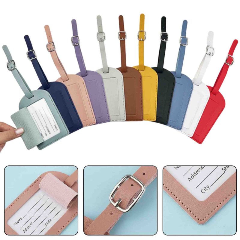 Leather Luggage Name Tag Airplane Travel Essentials For Flying Hotel Check