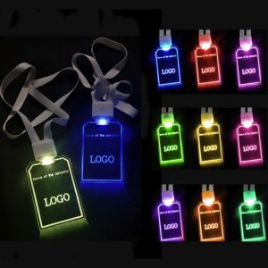 Led Acrylic Work Card W/ Lanyard & Name Tag