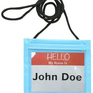 Light Blue Small Neck Wallet w/Adjustable Cord (4"x3")