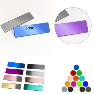 Metallic name tag.