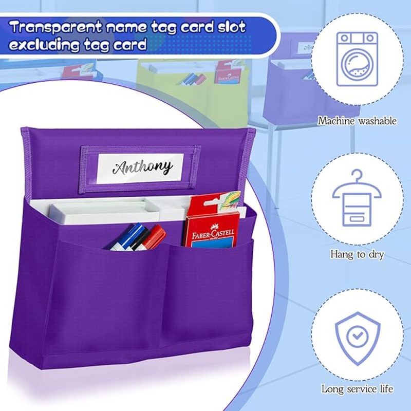 Multifunctional Oxford Cloth Chair Back Organizer W/ Name Tag Slot 17''X19'' - 2