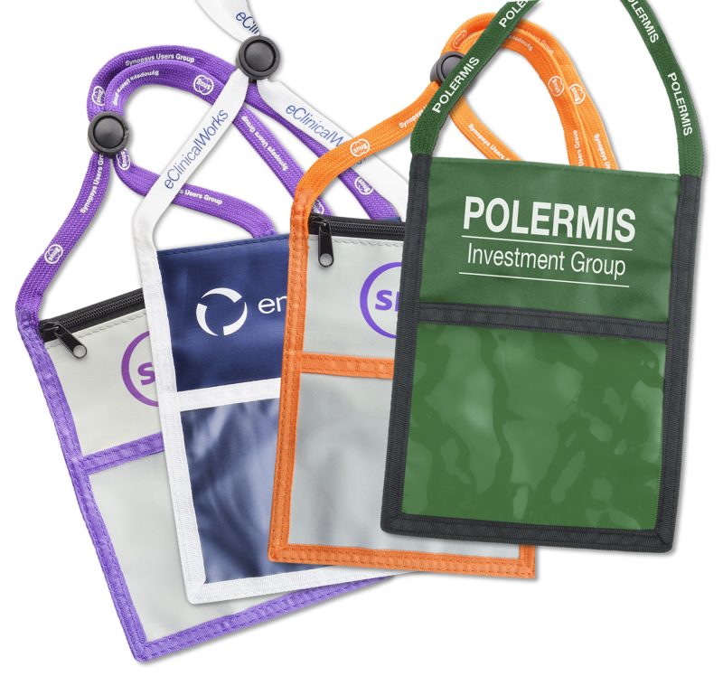 Nylon Multi-Pocket Credential Wallets with Imprintable Strap