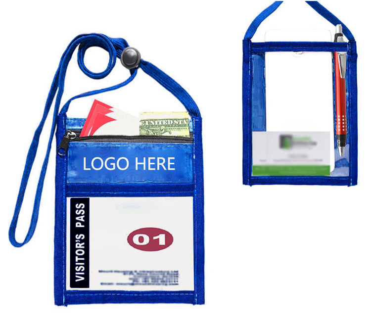 Nylon Neck Wallet Pouch With Front Zipper Pocket