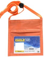 Orange Single Pocket Neck Wallet w/Printed 3/8" Lanyard