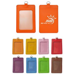 PU Vertical Work Business Name Tag Leather ID Badge Card Holder