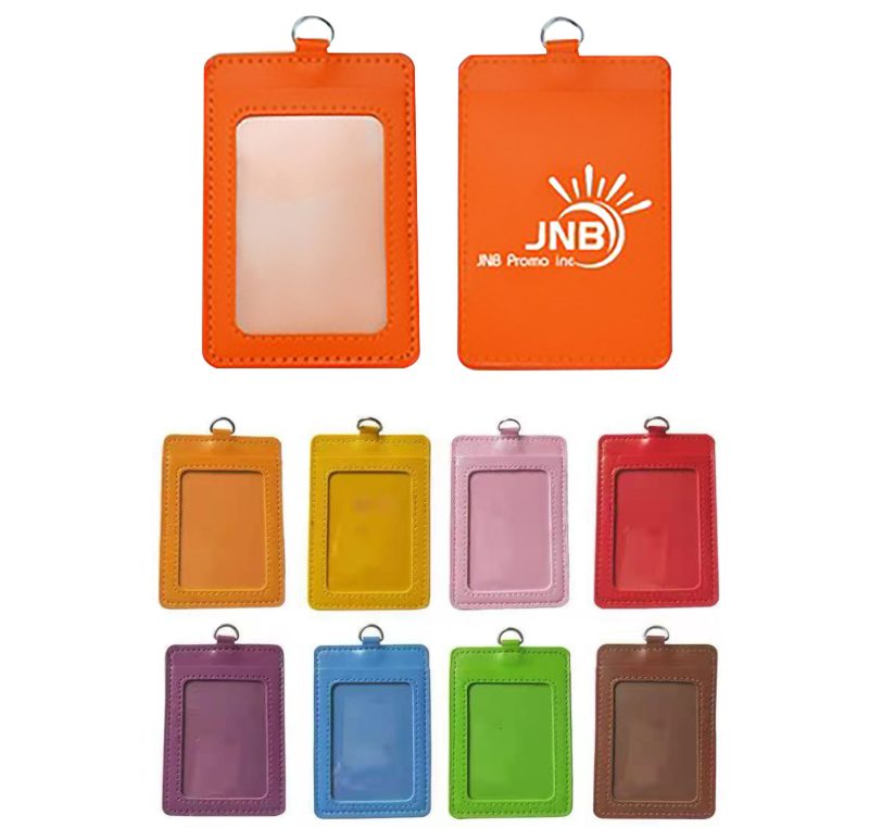 PU Vertical Work Business Name Tag Leather ID Badge Card Holder