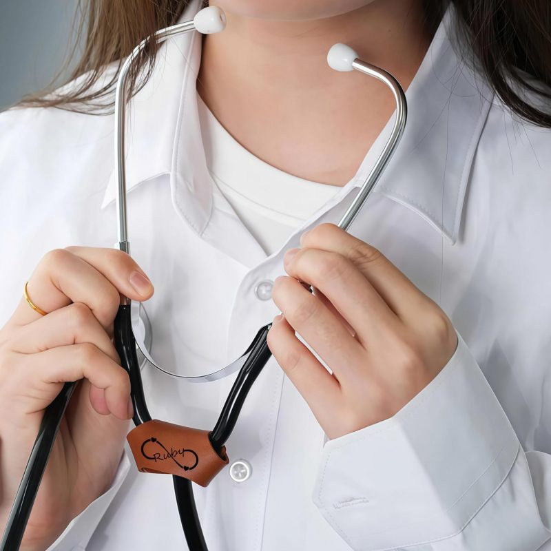 Personalized Faux Leather Stethoscope Name Tag - 2
