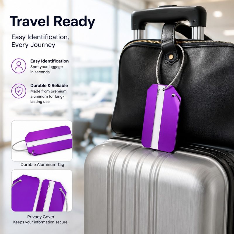 Portable Aluminum Name Tag For Travel - 4