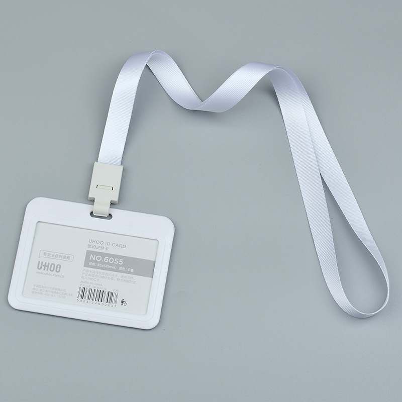 Professional ID Card Holder with Lanyard Work Badge Sleeve Minimalist Employee Name Tag - 6