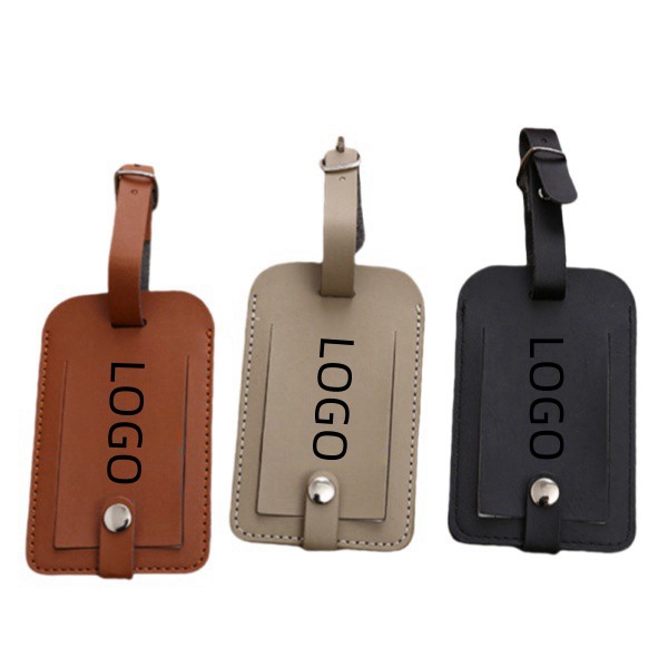 Pu Leather Suitcase Name Tag With Snap