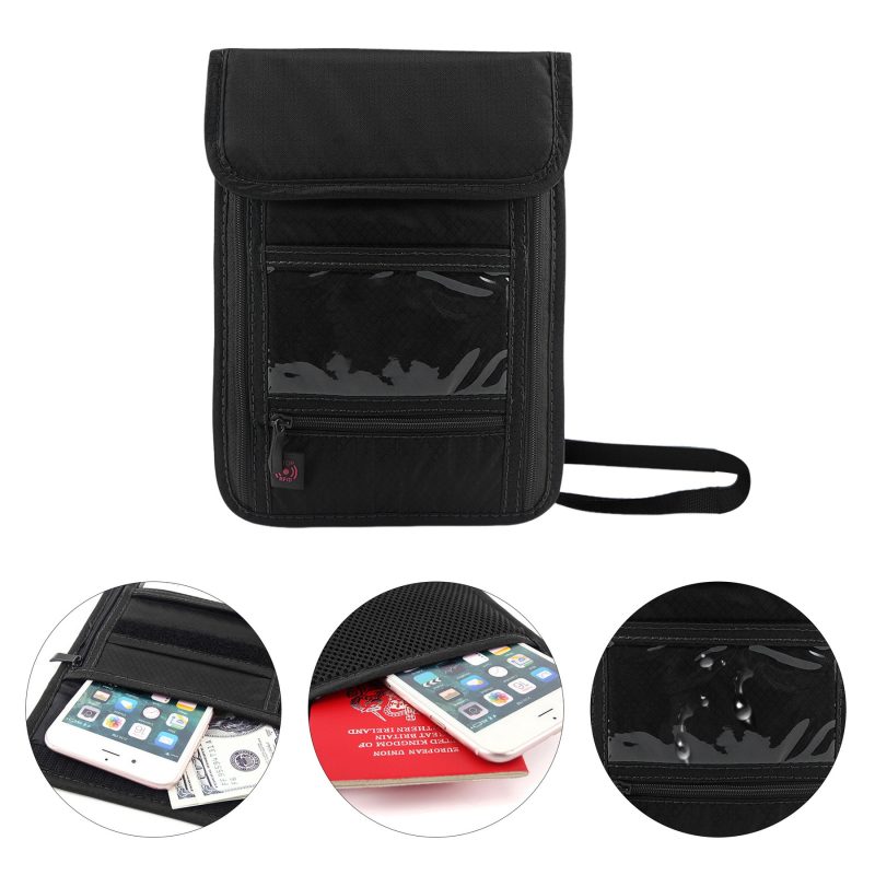 RFID Anti Theft Travel Neck Wallet Pouch W/ Lanyard - 1