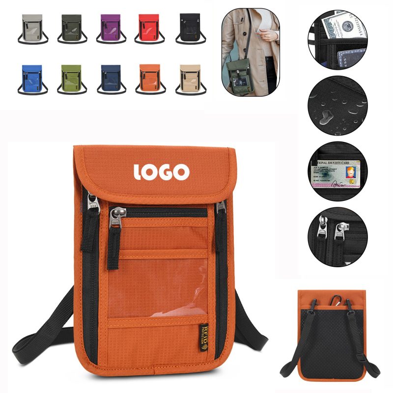 RFID Passport Document Travel Neck Wallet