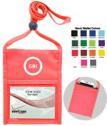 Red One Pocket Event Neck Wallet w/Printed 3/8" Lanyard
