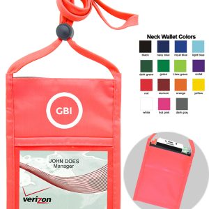 Red One Pocket Event Neck Wallet w/Printed 3/8" Lanyard