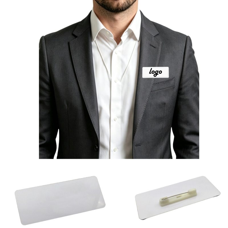 Reusable-Plastic-Name-Tag-Holder-With-Pin-For-Conferences-FGAFS032 Reusable Plastic Name Tag Holder With Pin For Conferences