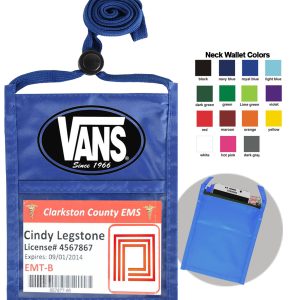 Royal Blue One Pocket Event Neck Wallet w/Printed 3/8" Lanyard