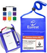 Royal Blue Polyester Neck Wallet w/ a Lanyard