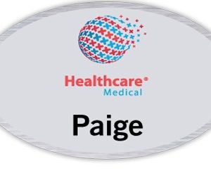 Seattle Metal Name Badge (Standard Size 1-11/16" x 2-9/16" Oval