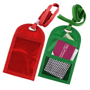 Single Clear Pocket Neck Wallet w/Mesh Pocket on Back