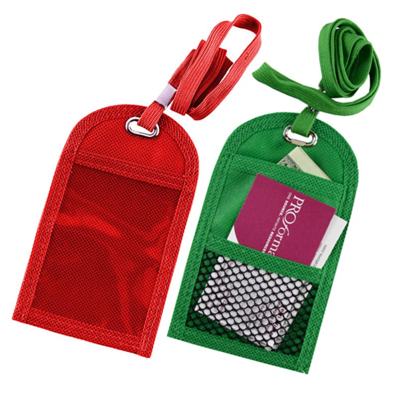 Single Clear Pocket Neck Wallet w/Mesh Pocket on Back
