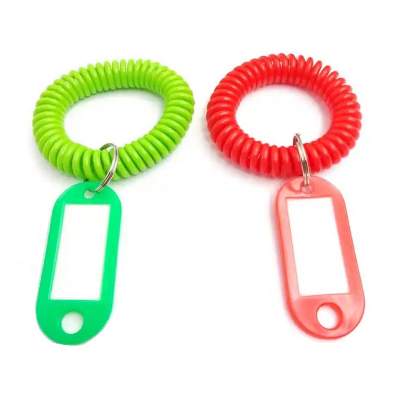 Spiral Coil Wristlet Keyring with Luggage Name Tag - 2