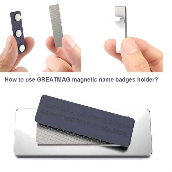 Stainless Steel Name Tag with 3 Magnets - 2