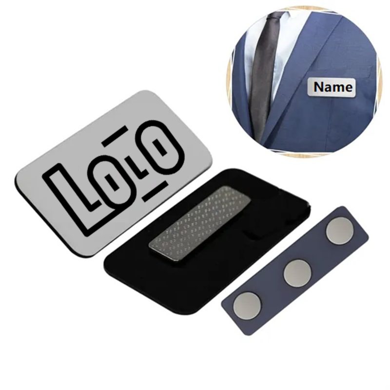 Stainless Steel Name Tag with 3 Magnets
