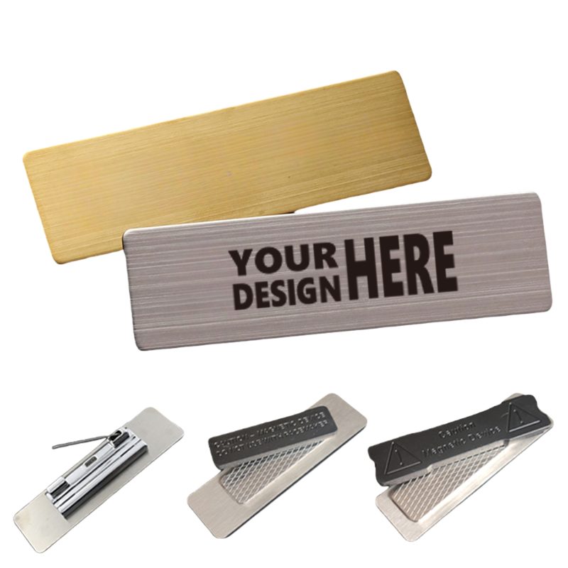 Stainless Steel Name Tag with Pin or Magnetic Back