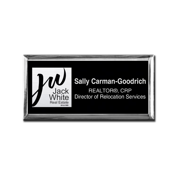 The Athena Executive full color metal name badge 1 1/2" X 3" - 1