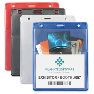 Vertical 2-Pocket Credential Wallet/Badge Holder with Slot and Chain Holes