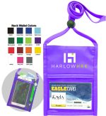 Violet Purple Zipper Neck Wallet w/Printed Lanyard