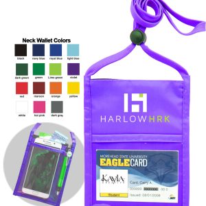 Violet Purple Zipper Neck Wallet w/Printed Lanyard