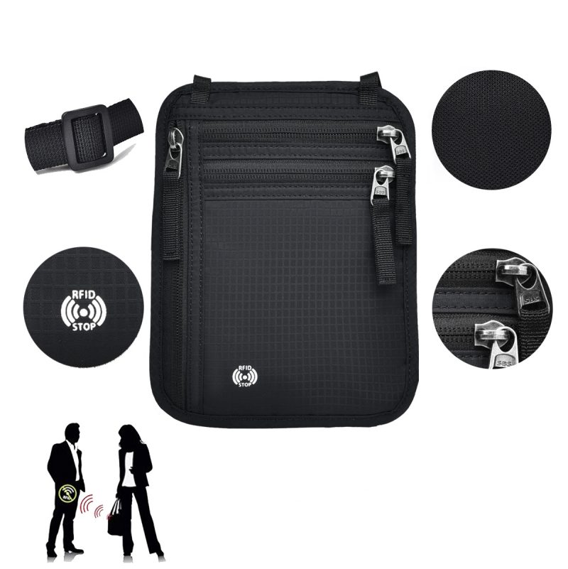 Water Resistant RFID Passport Holder Bag Travel Neck Wallet - 7